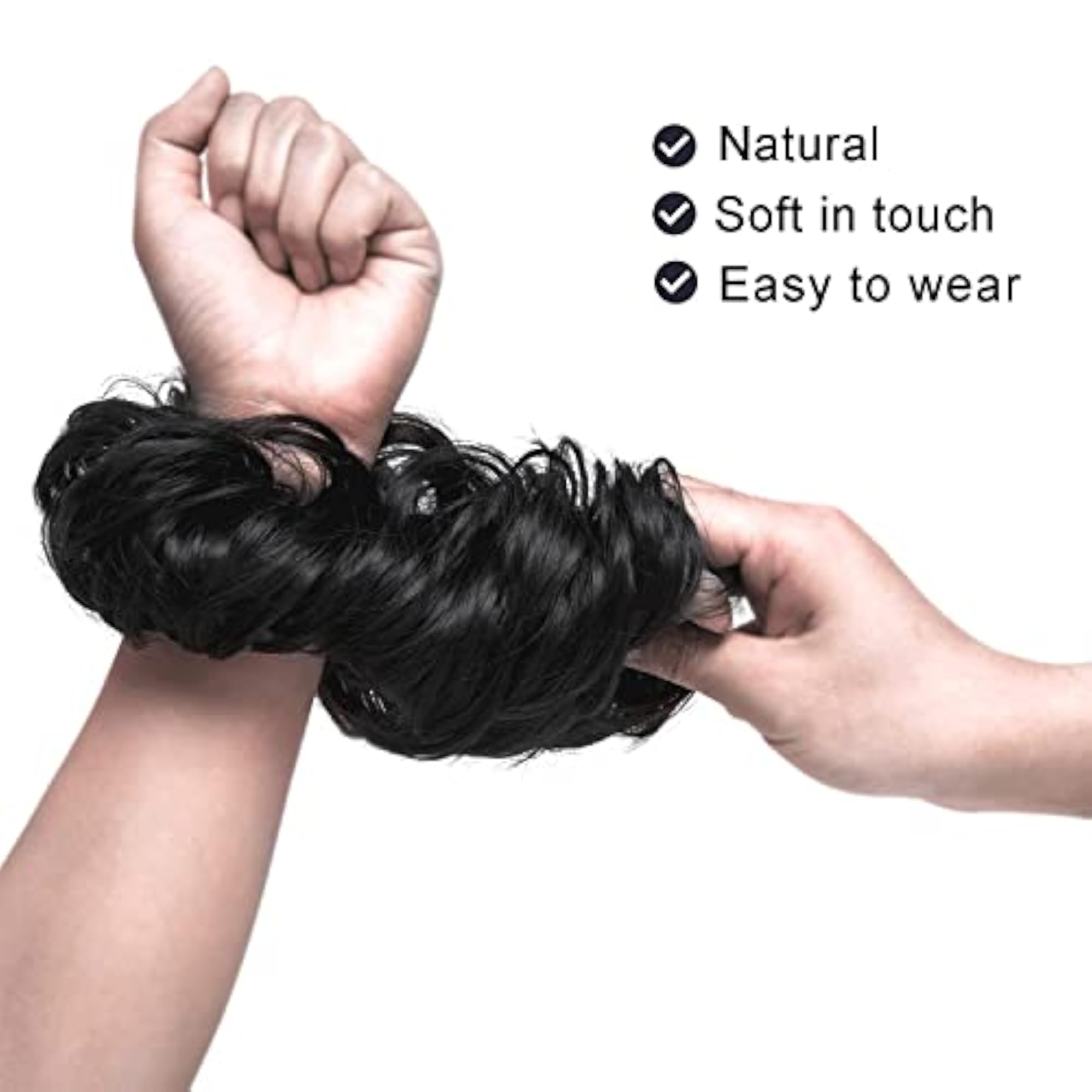 Curly Wavy Black Elegant Chignons Wedding Hair Piece